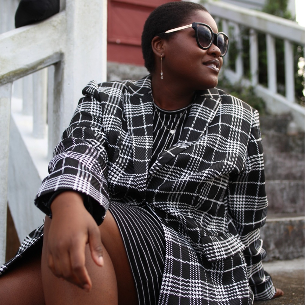 RACHEL Roy Black and White Blazer Plus 20w